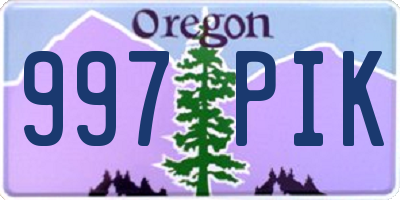 OR license plate 997PIK