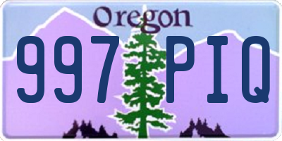 OR license plate 997PIQ