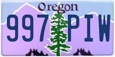 OR license plate 997PIW