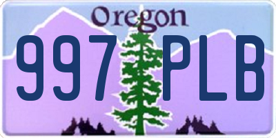 OR license plate 997PLB