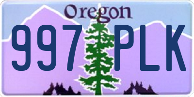 OR license plate 997PLK