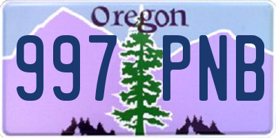 OR license plate 997PNB