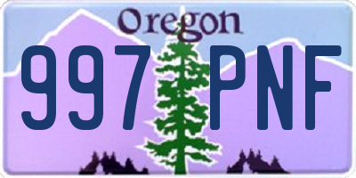 OR license plate 997PNF