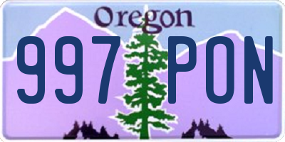 OR license plate 997PON