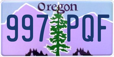 OR license plate 997PQF