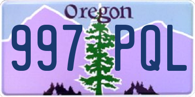 OR license plate 997PQL