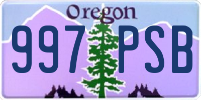 OR license plate 997PSB