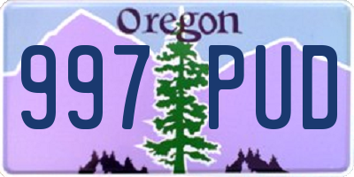 OR license plate 997PUD