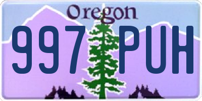 OR license plate 997PUH