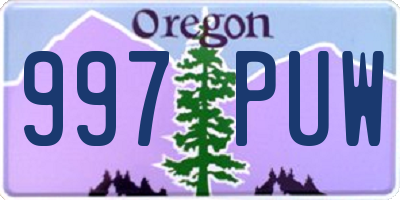 OR license plate 997PUW