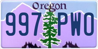 OR license plate 997PWO