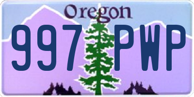 OR license plate 997PWP