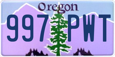 OR license plate 997PWT