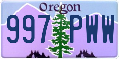 OR license plate 997PWW