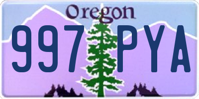 OR license plate 997PYA