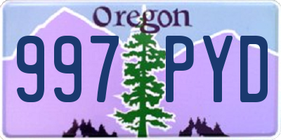 OR license plate 997PYD