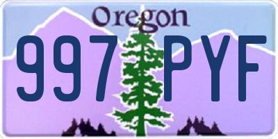 OR license plate 997PYF