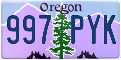 OR license plate 997PYK