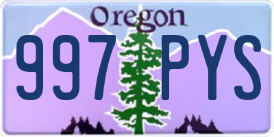 OR license plate 997PYS
