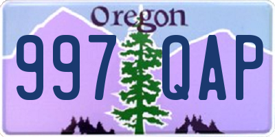 OR license plate 997QAP