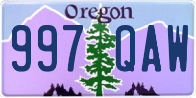 OR license plate 997QAW