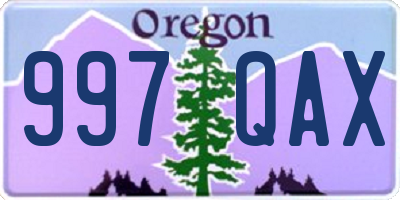 OR license plate 997QAX