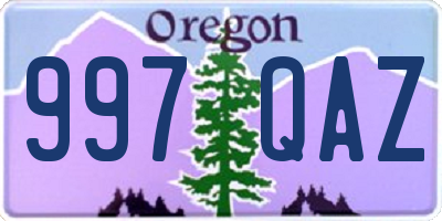 OR license plate 997QAZ