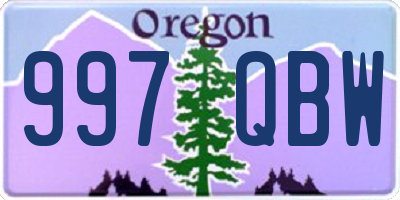 OR license plate 997QBW
