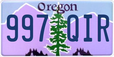 OR license plate 997QIR