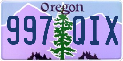 OR license plate 997QIX