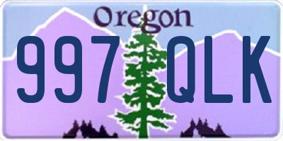 OR license plate 997QLK