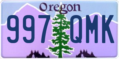 OR license plate 997QMK