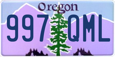 OR license plate 997QML