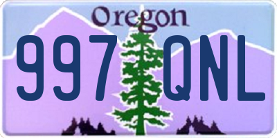 OR license plate 997QNL