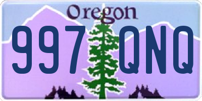 OR license plate 997QNQ