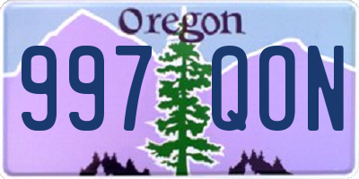 OR license plate 997QON