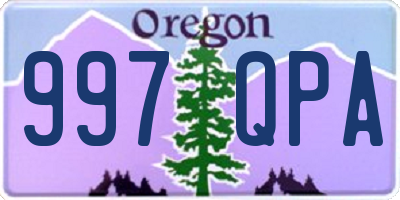 OR license plate 997QPA