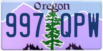 OR license plate 997QPW