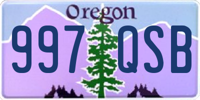 OR license plate 997QSB