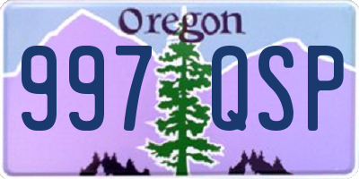 OR license plate 997QSP