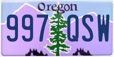 OR license plate 997QSW