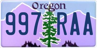 OR license plate 997RAA