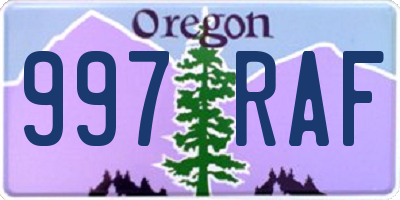 OR license plate 997RAF