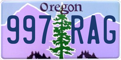 OR license plate 997RAG