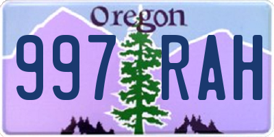 OR license plate 997RAH