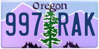 OR license plate 997RAK