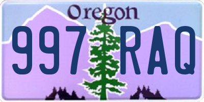 OR license plate 997RAQ