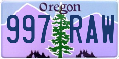 OR license plate 997RAW