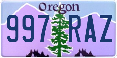 OR license plate 997RAZ