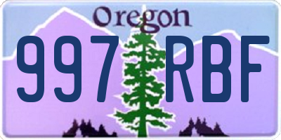 OR license plate 997RBF